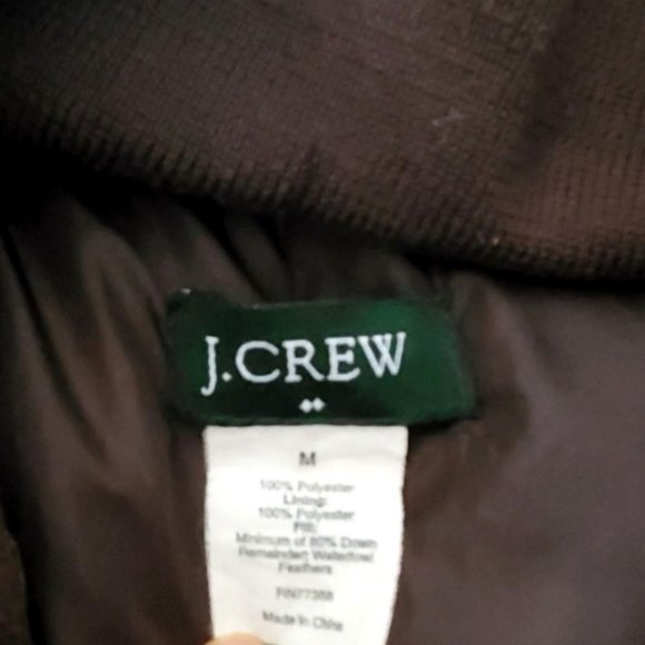 J. Crew Puffer Vest Brown Buttoned Full Zip Feather Down Filled Sz M - Picture 7 of 7